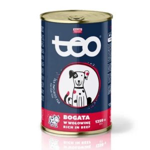 Karma dla psa z wołowiną pies TEO 1250g puszka wół
