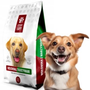 Sucha karma z wołowiną i warzywami dla psa Cztery Łapy PREMIUM 10kg