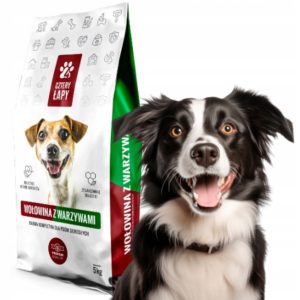 Sucha karma z wołowiną i warzywami dla psa Cztery Łapy PREMIUM 5kg